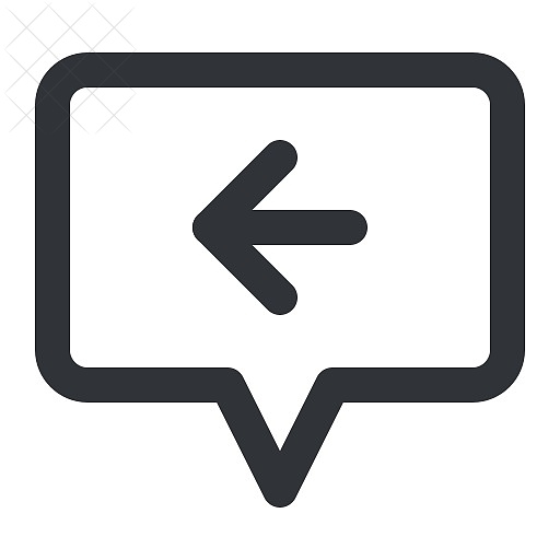 Arrow, back, bubble, chat, communication icon.