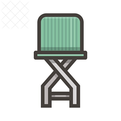 Green, stool, chair, furniture, interior icon.