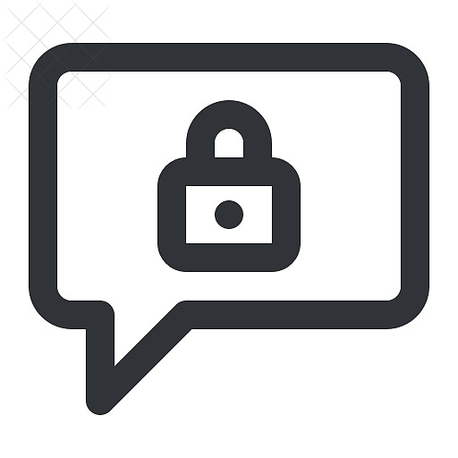 Bubble, chat, communication, conversation, lock icon.