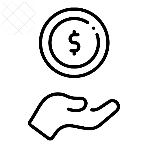 Cash, coin, currency, donation, finance icon.