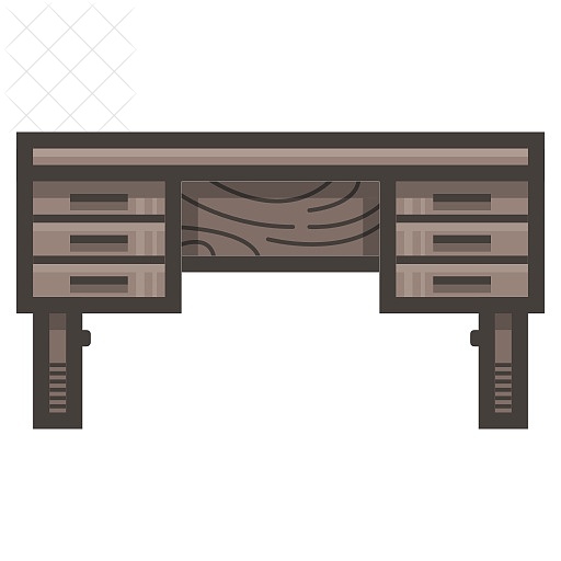 Desk, old, wood, antique, furniture icon.