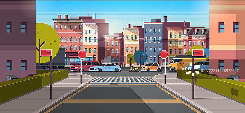 城市街道建设城市交通车辆在道路上图片素材