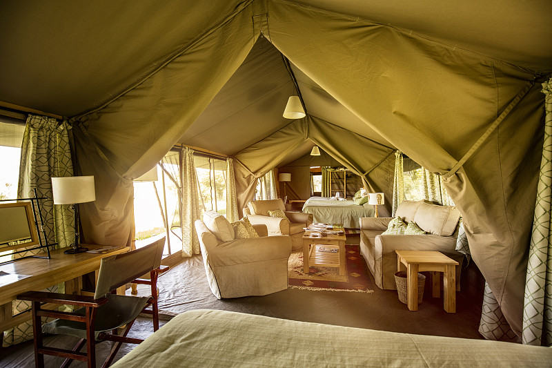 肯尼亞馬賽馬拉國家保護區豪華帳篷住宿室內圖片素材