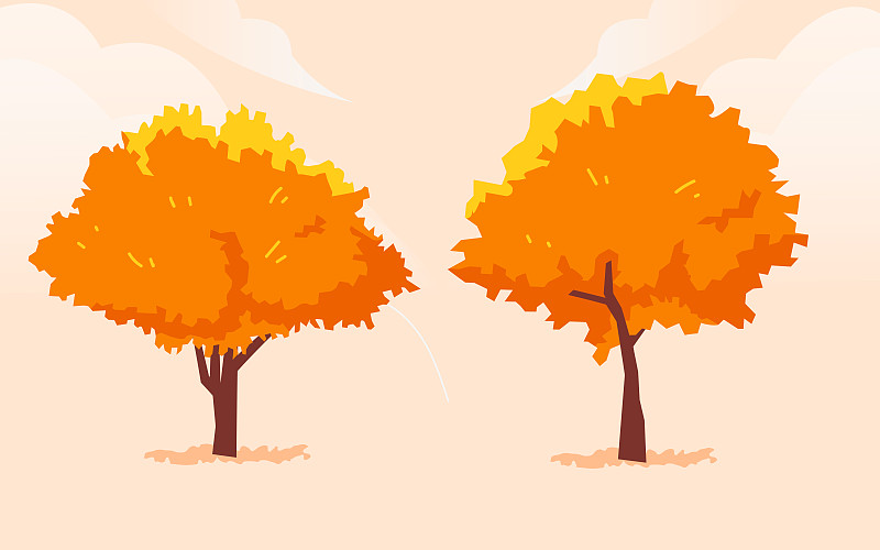 立秋節氣唯美秋日景色秋分落葉樹木插畫素材圖片