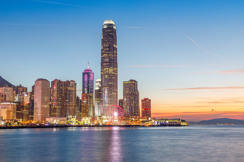 香港 維多利亞港 中環夜景圖片素材