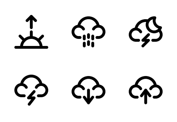* * * *天氣
包含25個圖標的圖標包。

包括設計:
——天氣
——多云
- - - - - -云
——Chancestorms
- - - - - -陽光明媚
——溫度
——日落
——主要是
——晚上
——風圖標icon圖片
