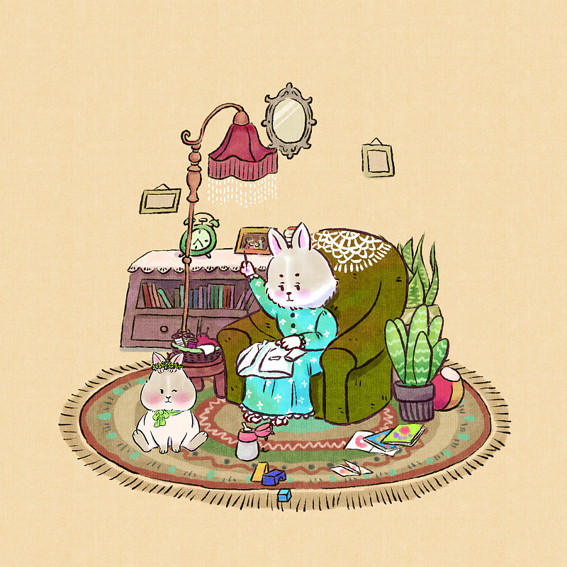 兔媽媽和兔寶寶圖片素材