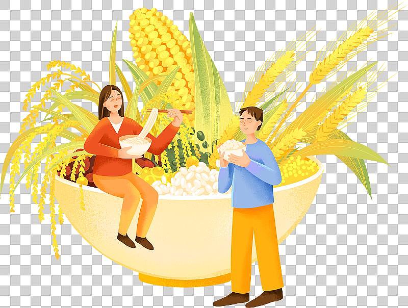 世界糧食日吃飯男女糧食谷物插畫圖片
