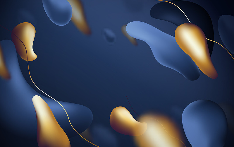 Abstract gold and blue liquid color background. Luxury concept. Creative geometric and trendy gradient shapes composition. Vector illustration圖片素材