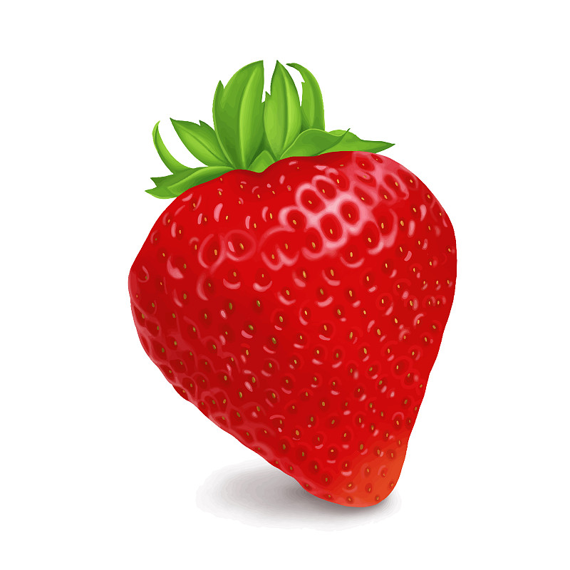 紅色草莓水果畫白色背景插畫圖片