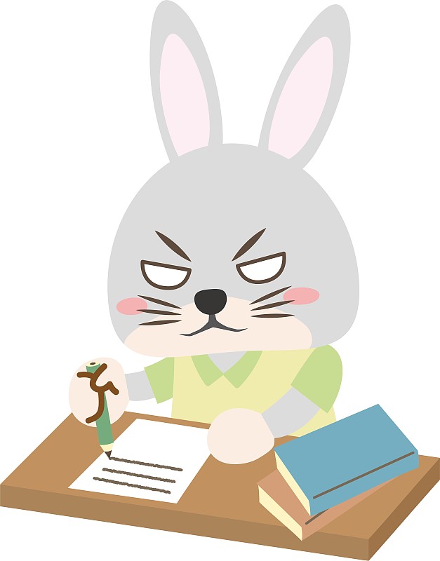 兔子對著桌子生氣寫字的插圖/插圖材料(矢量插圖)插畫圖片