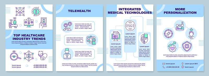 頂級醫療保健行業趨勢藍色手冊模板插畫圖片