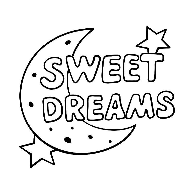與月亮標志的甜蜜夢的孤立矢量插圖?？蓯鄣募毦€圖標的設計，封面等。插畫圖片