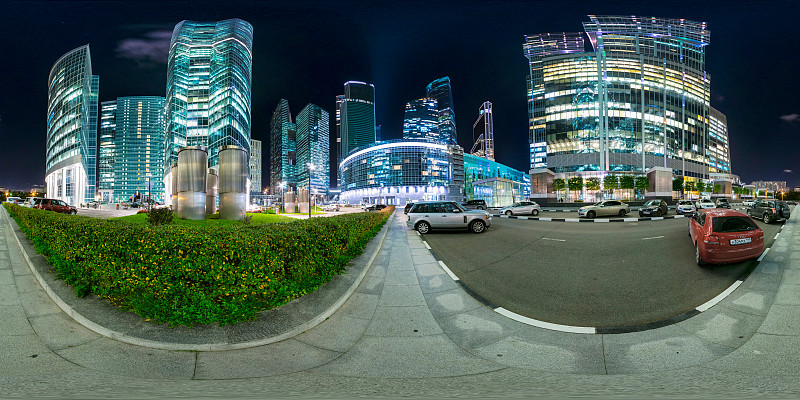 莫斯科城市商业中心的夜晚图片下载