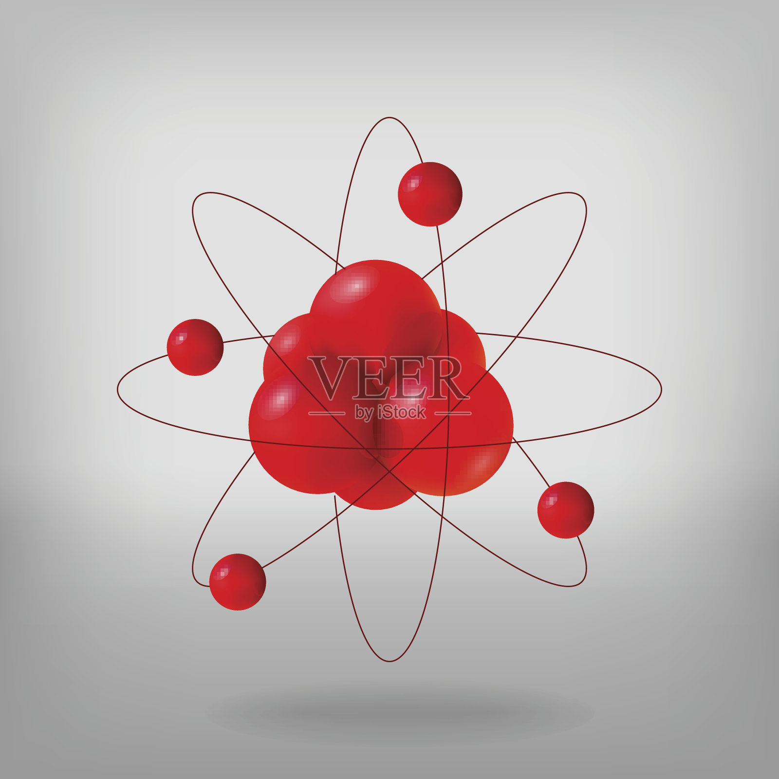 抽象的分子。原子。质子、中子和电子的三维矢量图。科学的概念。核能源插画图片素材
