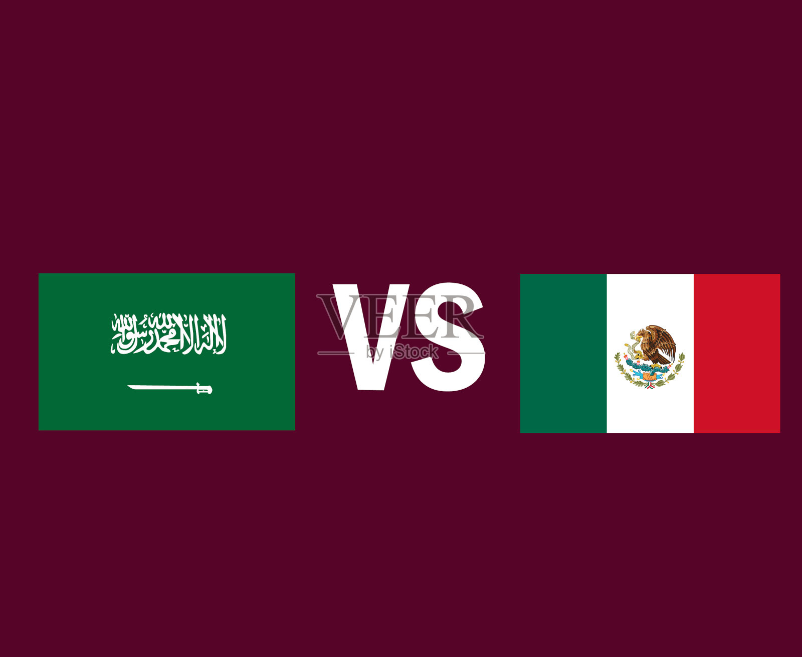 沙特阿拉伯和墨西哥国旗会徽符号设计插画图片素材