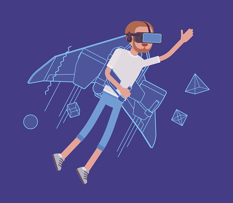 VR人噴氣背包飛行圖片素材