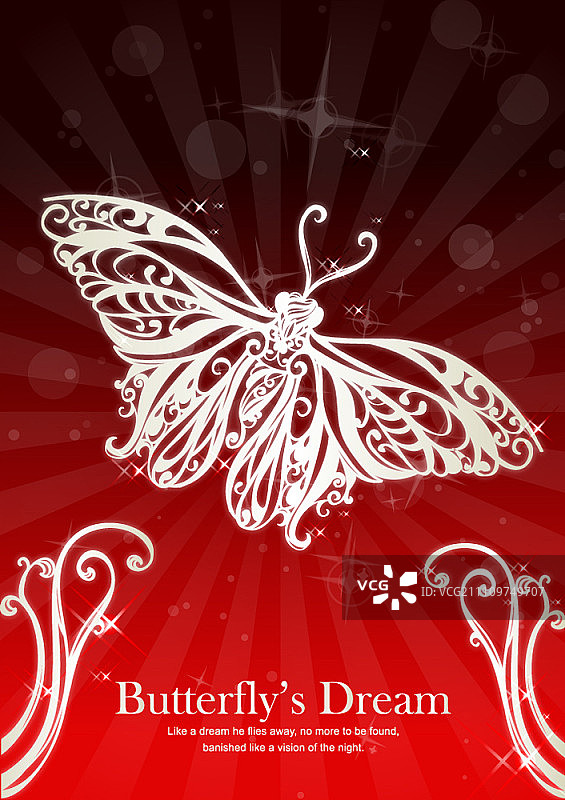 红色背景下的蝴蝶图案图片素材