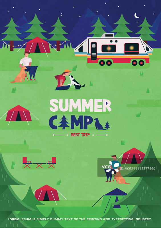 与宠物夏季露营的海报图片素材