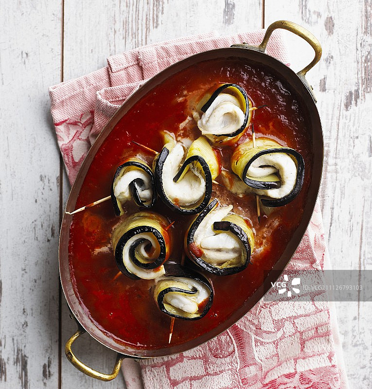茄汁和鲽鱼卷(低碳水化合物)图片素材