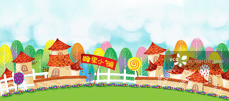 童趣边框插画系列[500幅]-糖果小镇图片素材