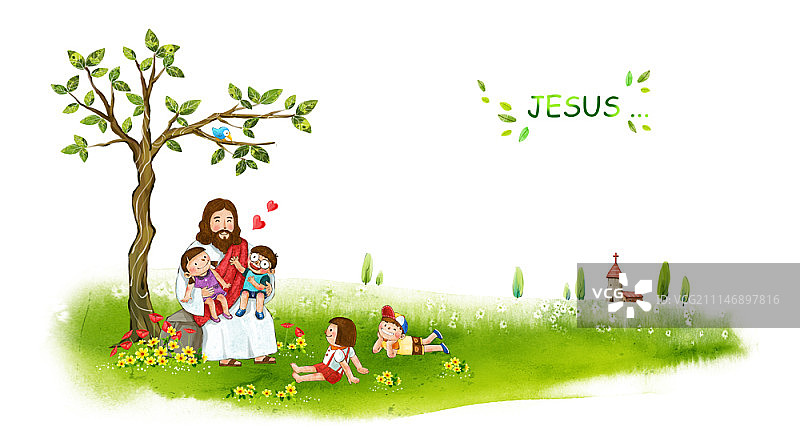 耶稣和基督教主题插画图片素材