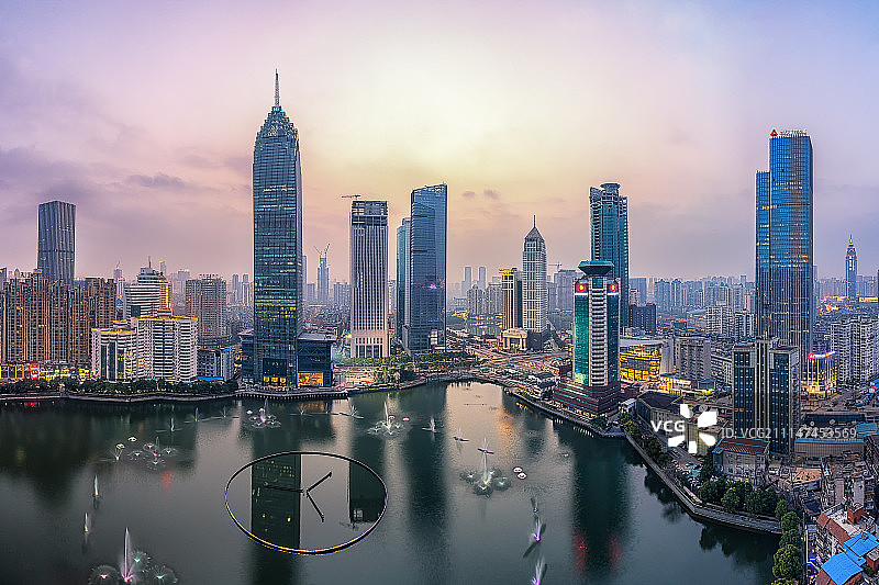武汉西北湖金融区城市夜景图片素材
