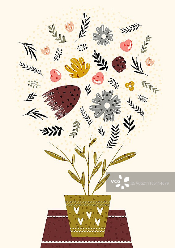 植物花盆斑点图案图片素材