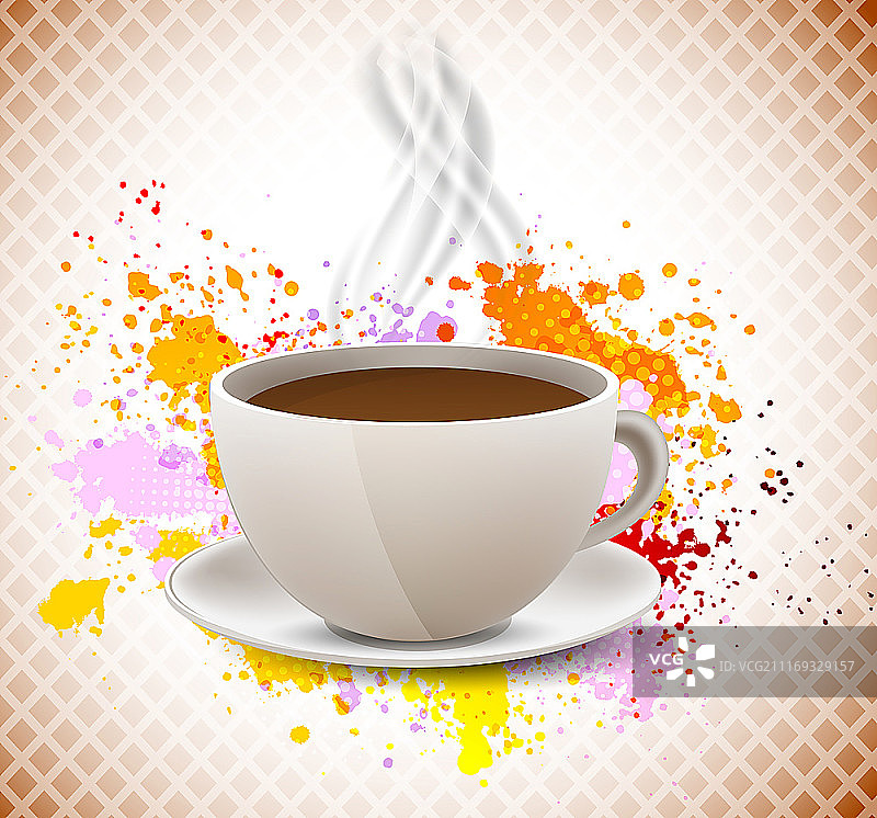 咖啡杯上的垃圾抽象彩色背景图片素材