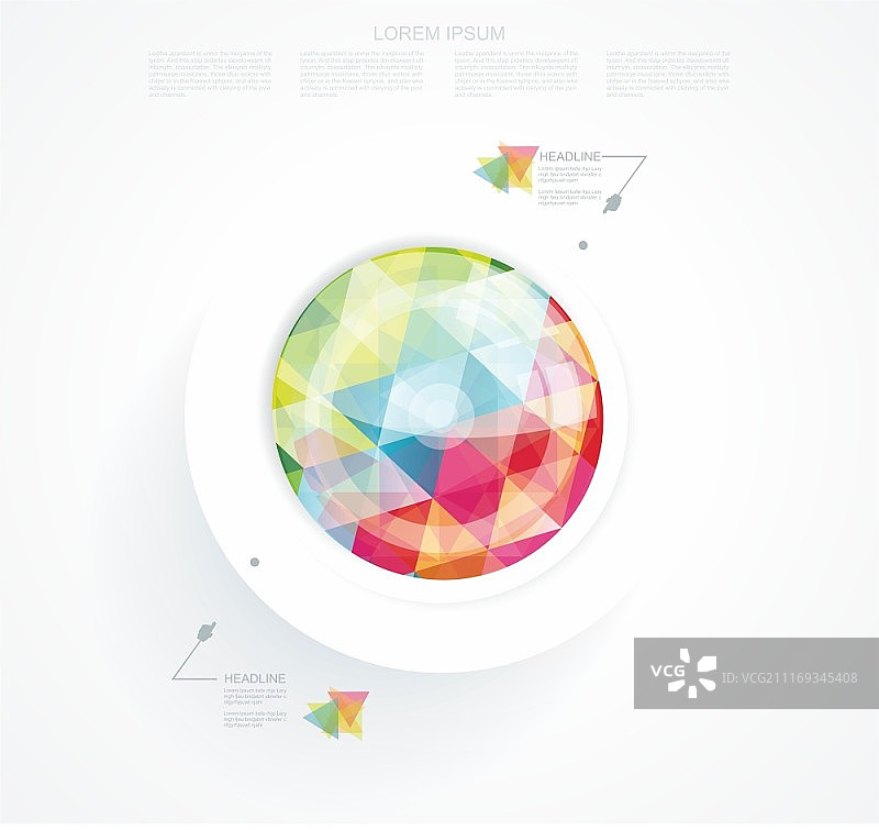 商业抽象圆图标与抽象几何三维背景。矢量插图。图片素材
