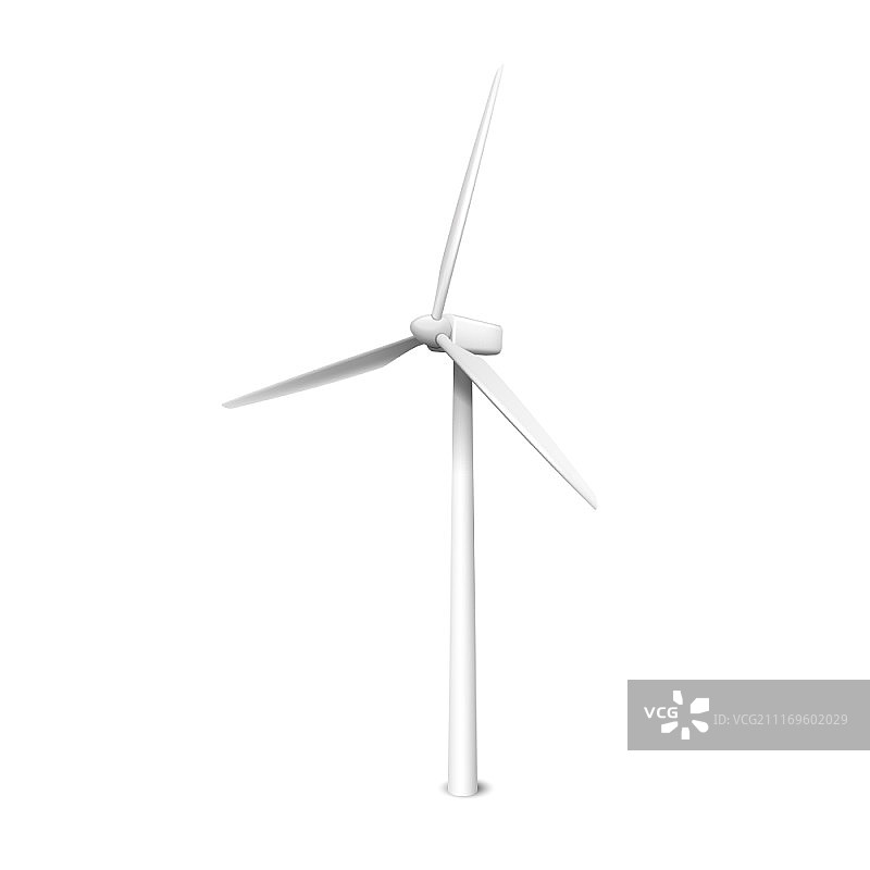 风车，风力发电机现实矢量插图孤立图片素材