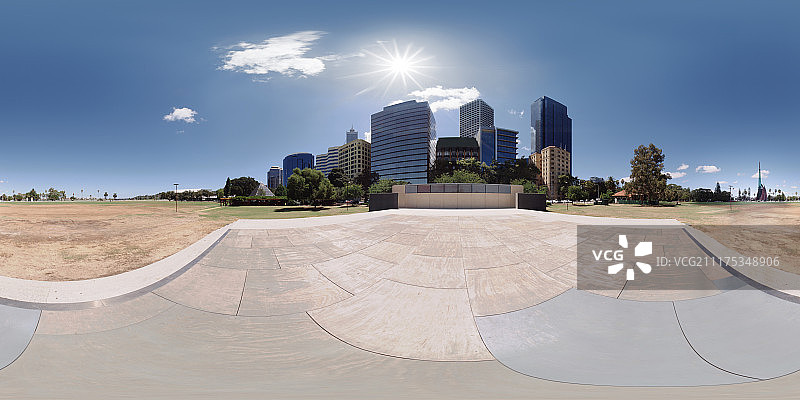 360°HDRI展示了以澳大利亚珀斯为背景的城市和公园的具体步骤图片素材