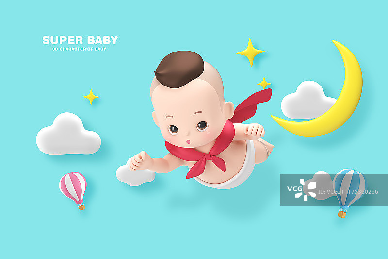 超级宝宝概念，3D宝宝角色。017图片素材