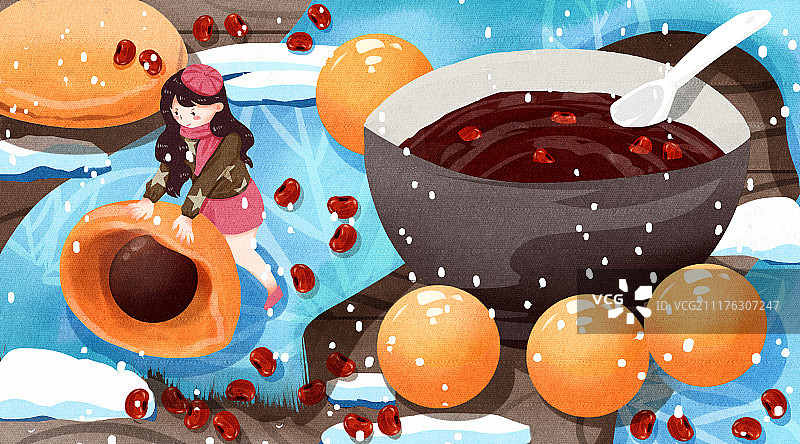 红帽小小女孩的生活二十四节气系列之立冬图片素材