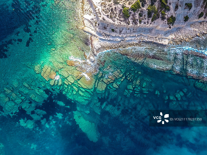 Xàbia，西班牙(从上空拍摄的沿海无人机)图片素材