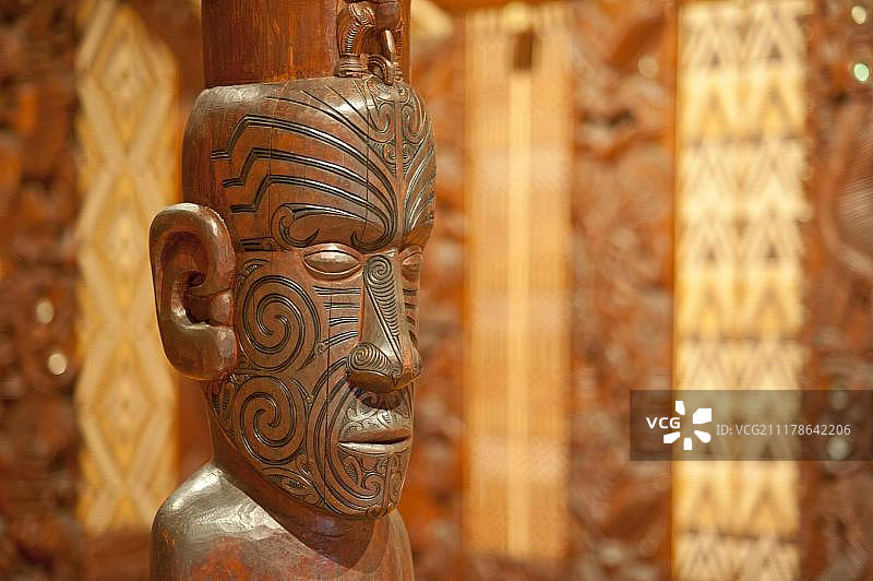 新西兰，大洋洲，怀唐伊，传统的毛利人雕刻图片素材