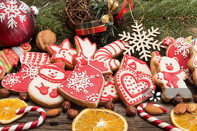 姜饼饼干圣诞新年假日装饰图片素材