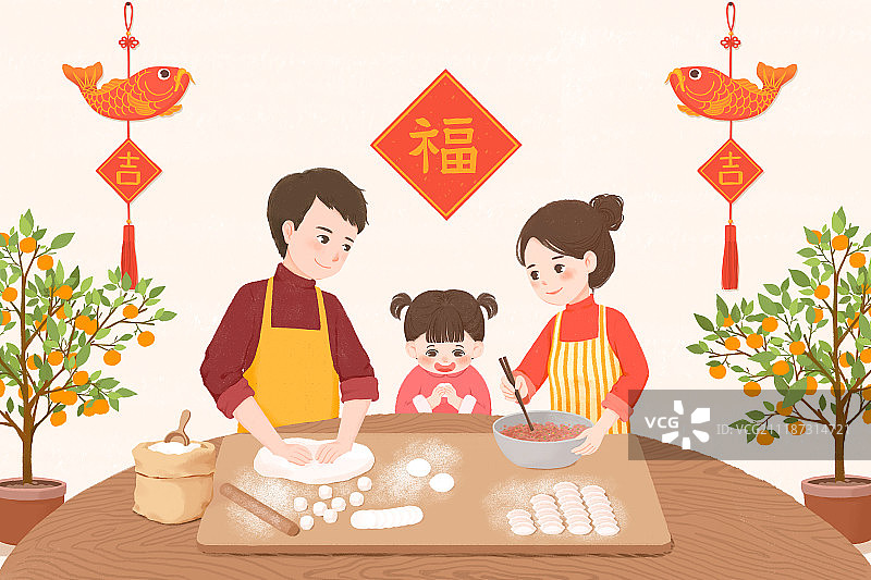 新年包饺子图片素材