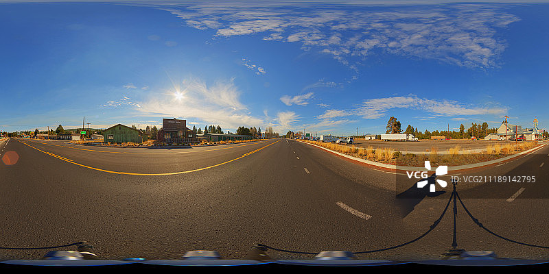 360掳 HDRI showing a road next to a old western shop in United States图片素材