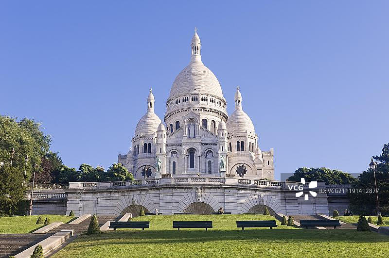 圣心大教堂，蒙马特，巴黎，法国，欧洲图片素材