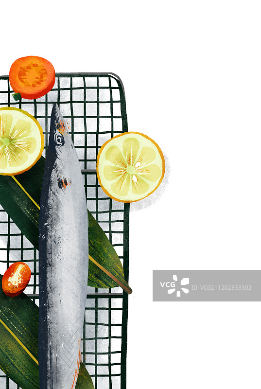 秋刀鱼美食背景图片素材