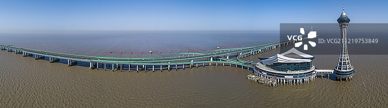 杭州湾跨海大桥 海天一洲 全景 航拍图片素材