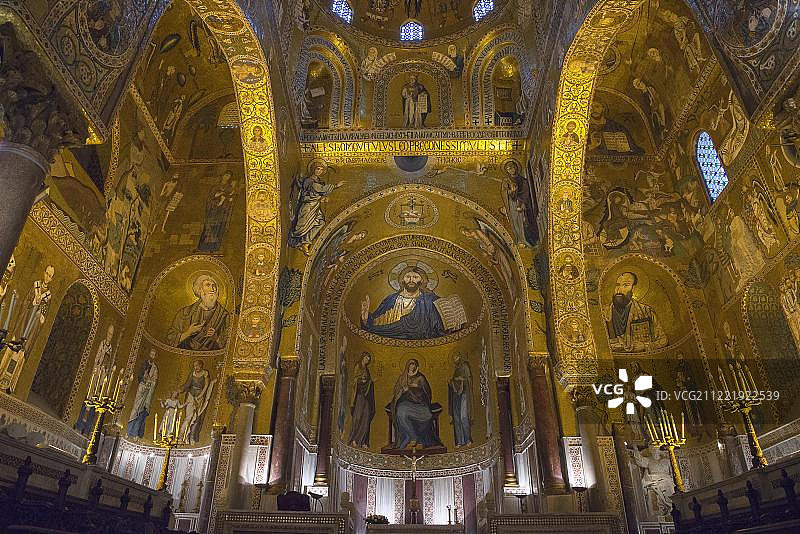 Palatine Chapel, Cappella Palatina, Palatina Palatina, Palazzo Reale，巴勒莫，西西里，意大利，欧洲图片素材