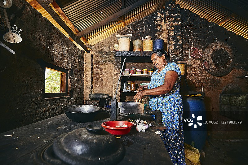 斯里兰卡的老式家庭厨房图片素材