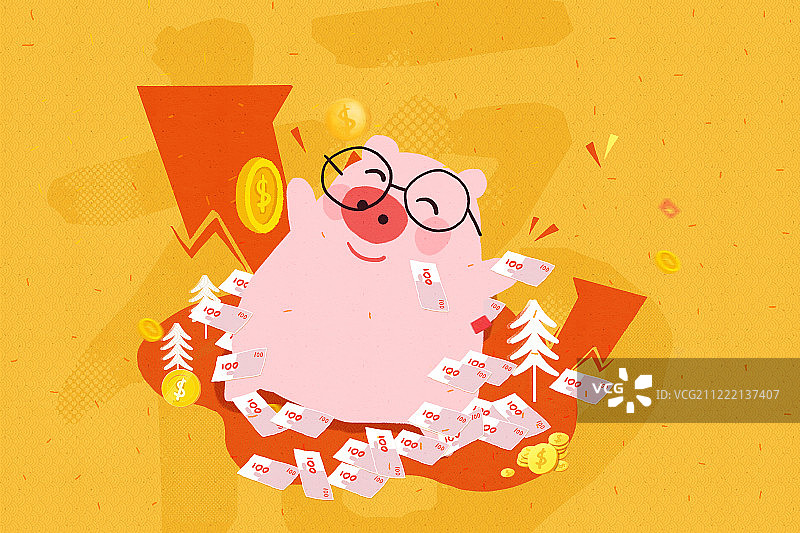 2019金融猪猪插画图片素材