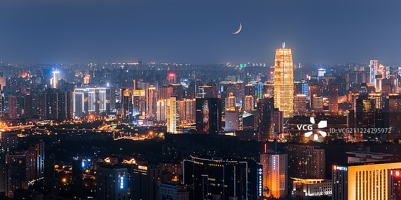 远眺郑东新区CBD夜景图片素材