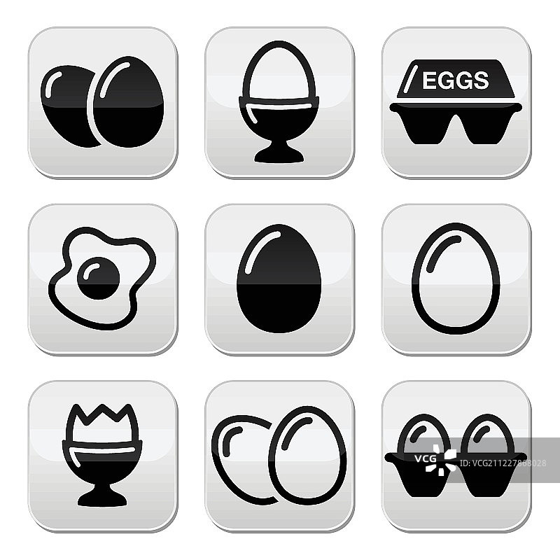 蛋，煎蛋，蛋盒按钮设置图片素材