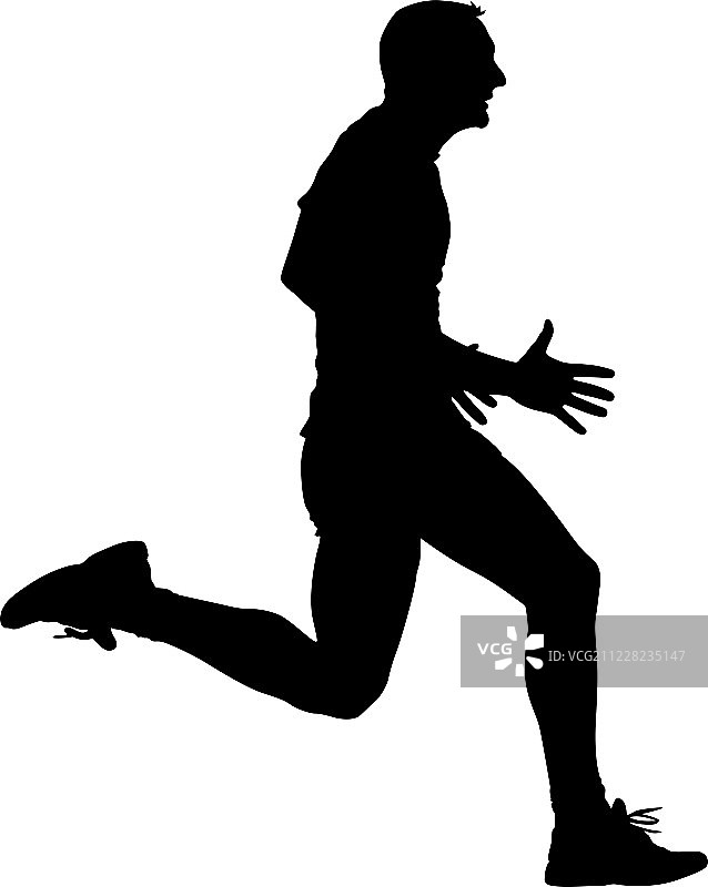 运动员在赛跑，剪影。矢量插图。图片素材