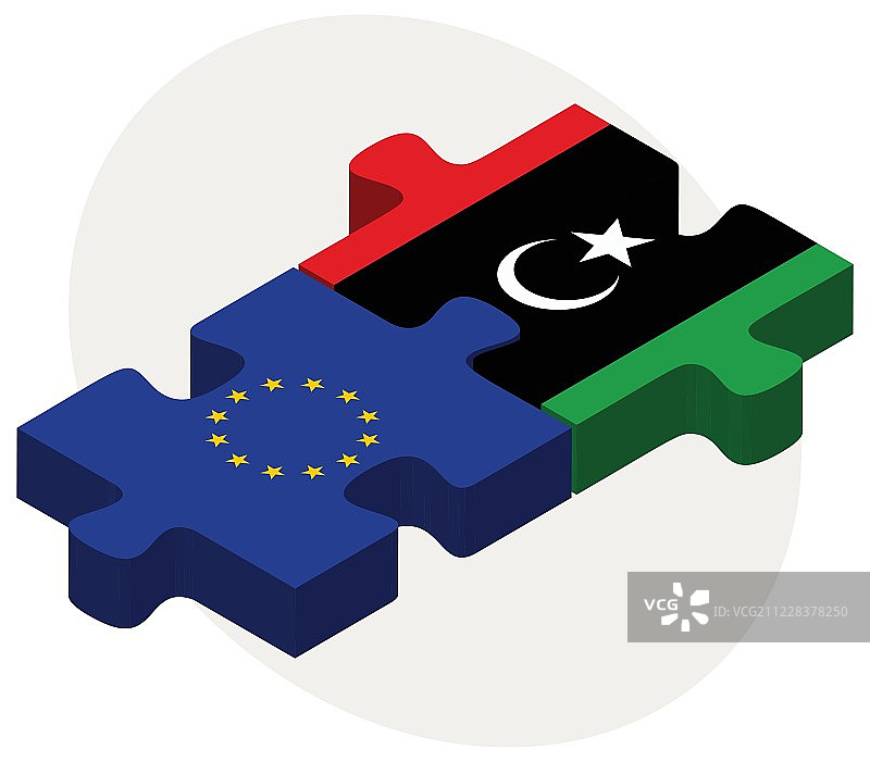 欧盟和利比亚国旗陷入困惑图片素材