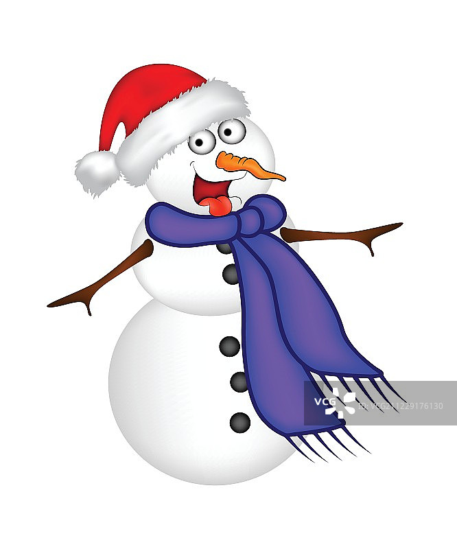 圣诞卡通雪人设计卡。冬季图标，符号矢量插图孤立在白色背景。图片素材
